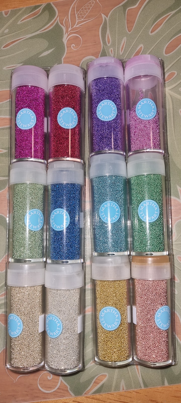 Martha Stewart Crafts Metallic Glass Microbeads Set of 12 Colors Open Pink vial