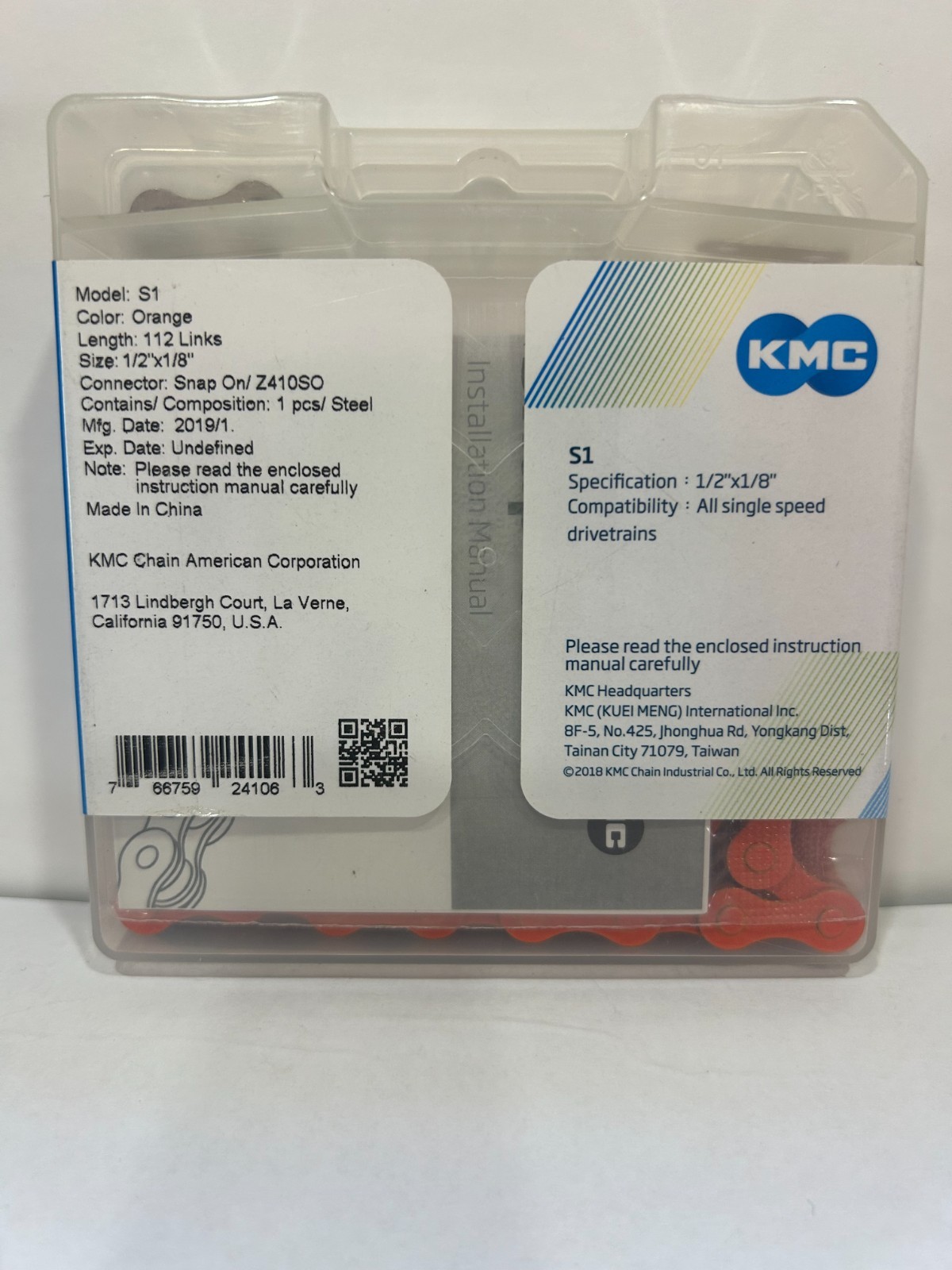 KMC S-1 Single Speed Bicycle Chain