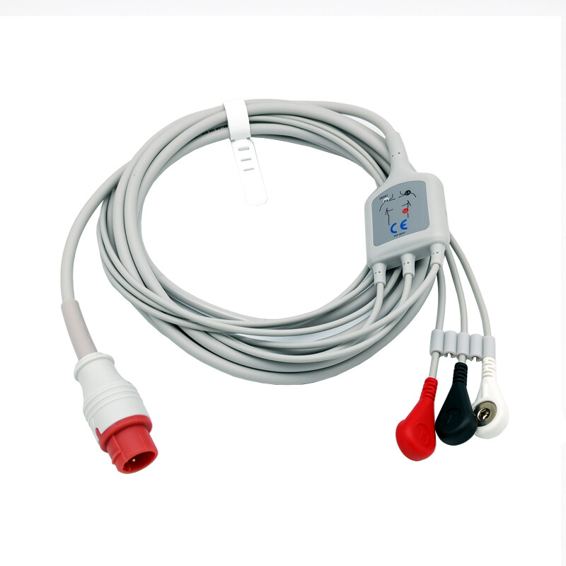 8pin ECG EKG 3 lead cable and electrode leadwire for Bionet BM3 BM3VET Snap/Clip