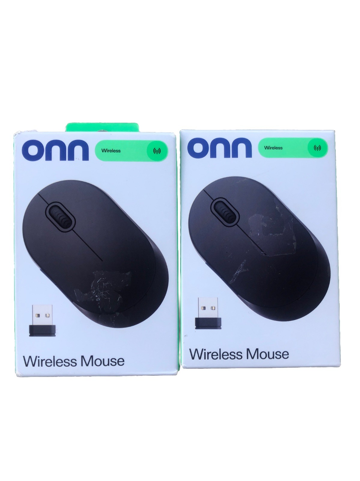 Onn Wireless Mouse Black 2 AAA Batteries 2.4GHz Wireless USB Receiver Lot OF 2