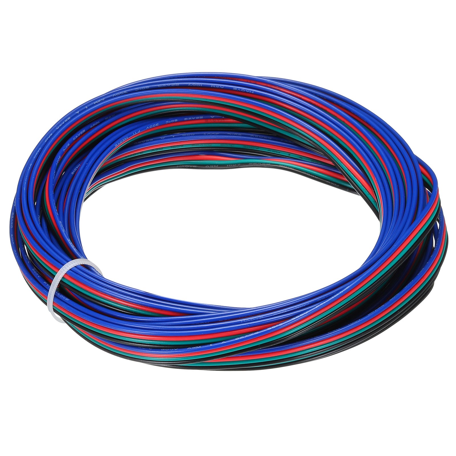 22 Gauge 4 Conductor Electrical Wire Tinned Copper Cable 24.6FT