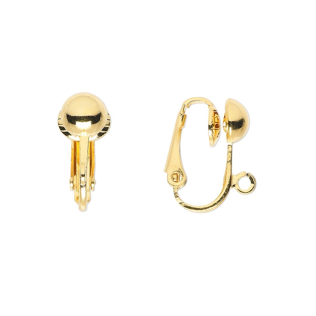 Clip On Earring Hooks Findings Gold 14K Plated 6mm Half Ball 10 pcs