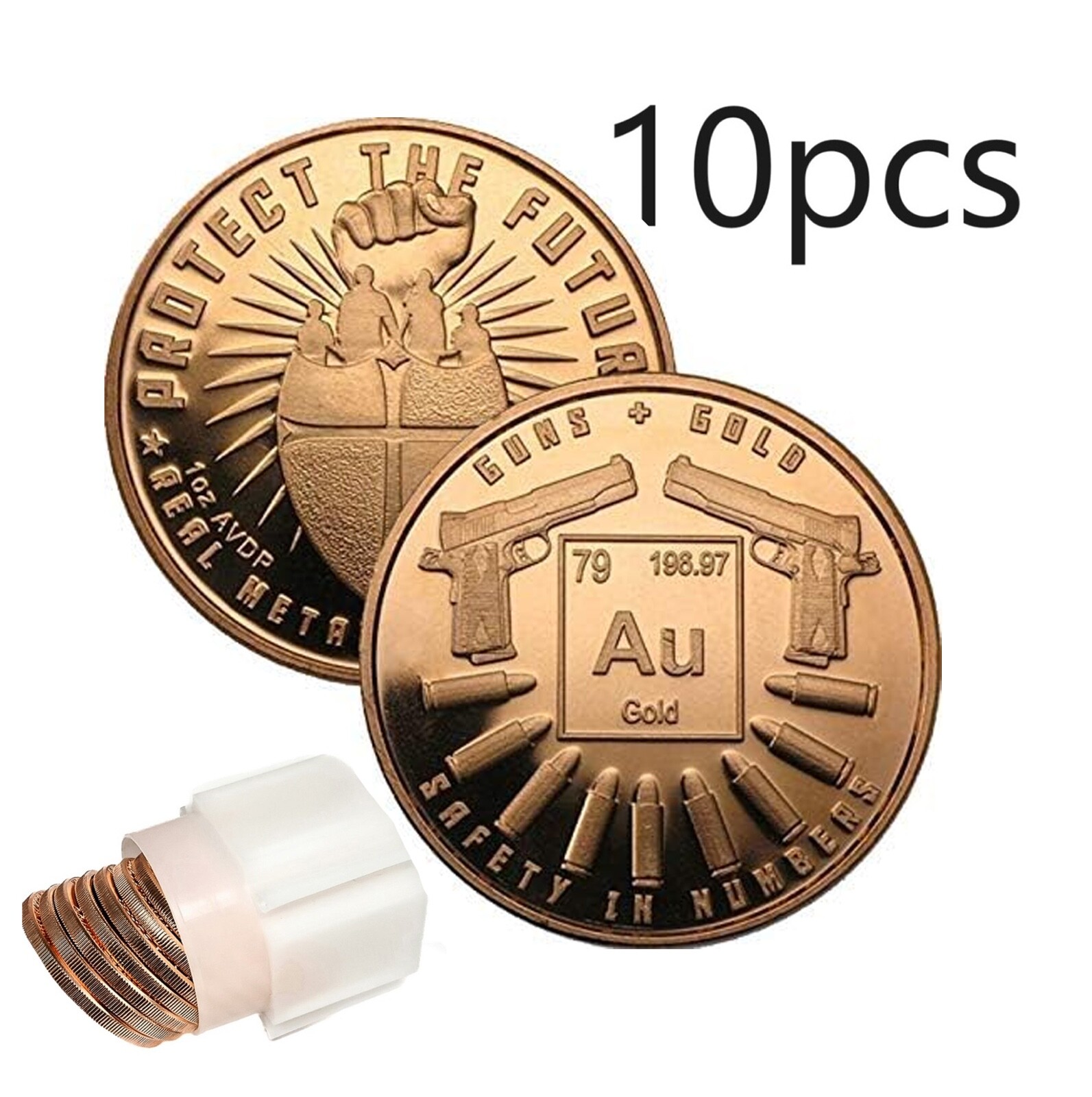 10 x 1oz Guns & Gold Safety In Numbers Round 999 Fine Pure Copper Bullion Coins