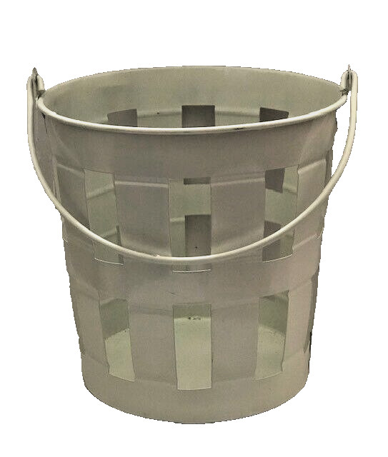 Ashland White Metal Basket / Bucket W/Handle~6"t x 6"w~ NEW