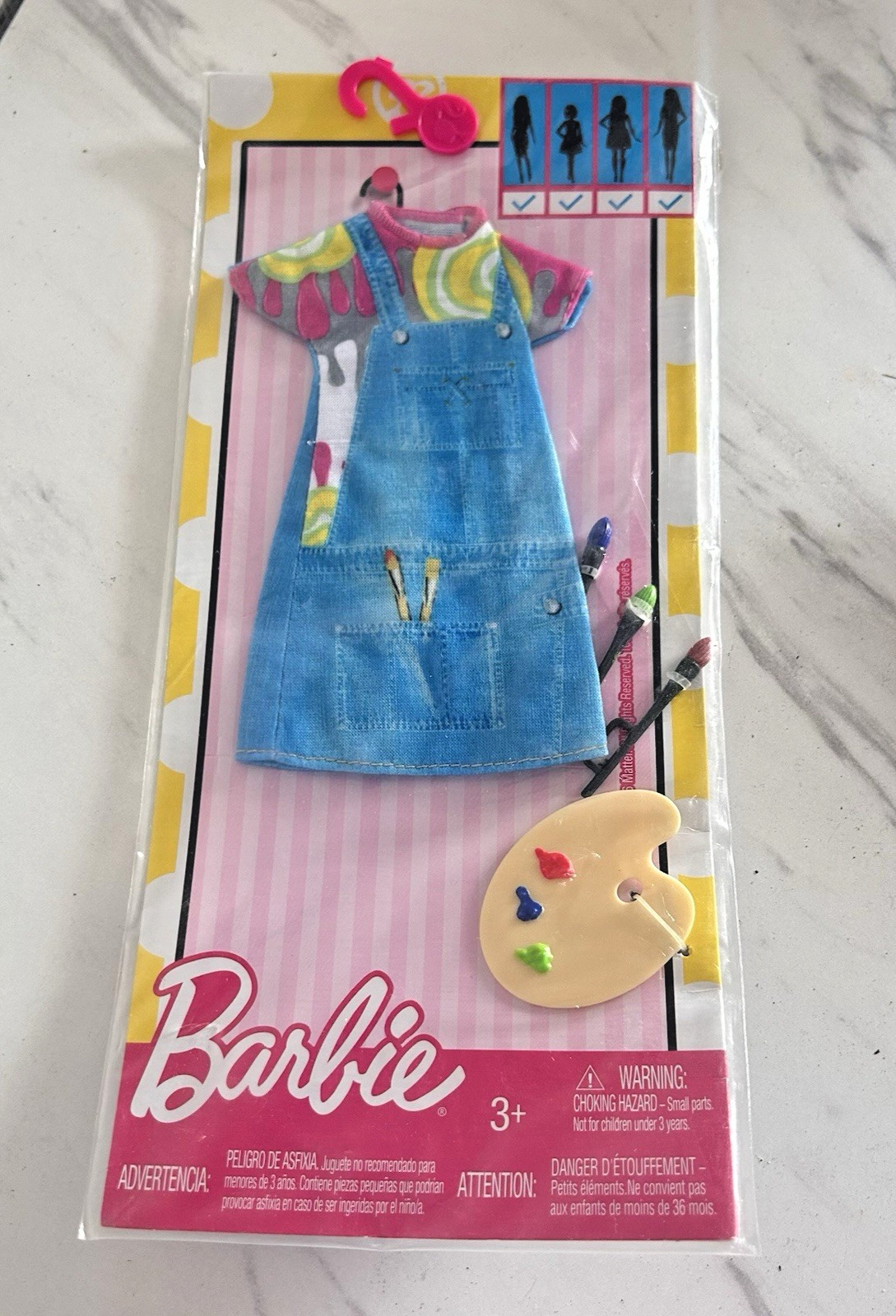 Barbie Fashion Painters Outfit Dress & Pallete & Brush Set 2015 Mattel New SS