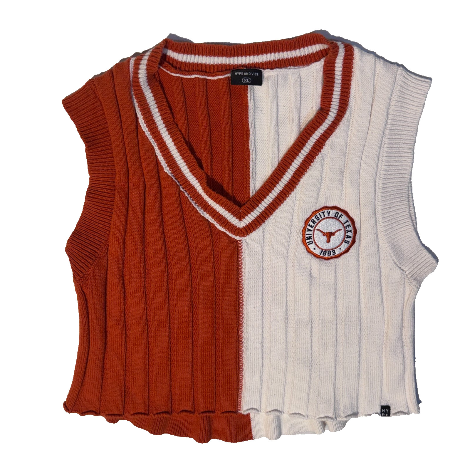 Hype And Vice University Of Tennessee Vols Orange White Ribbed Sweater Vest XL