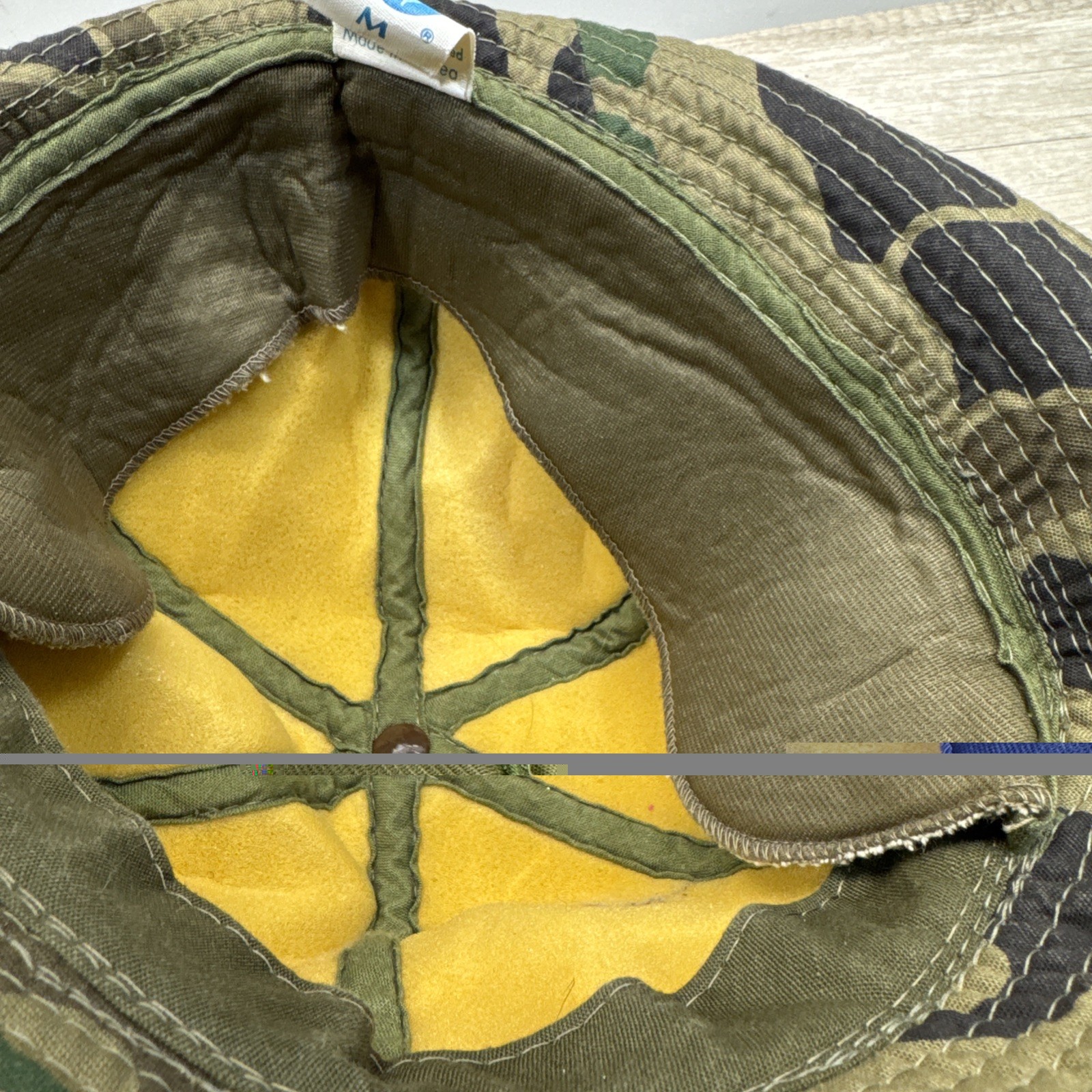 VTG Woodland Camo Jones Hunting Cap Bucket Hat M Korea Foam Insulated Ear Flaps