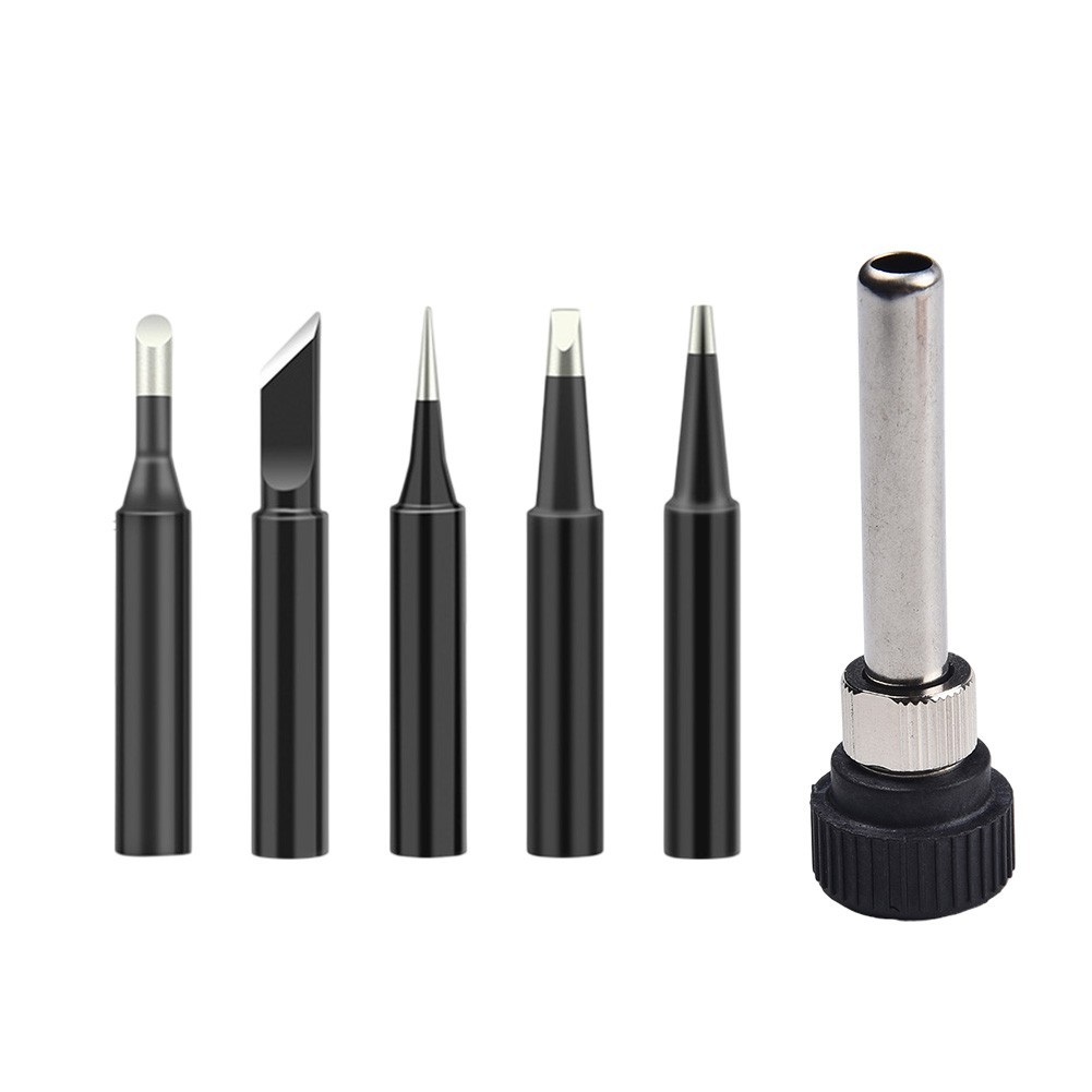 6pcs 900M-T Soldering Tips Copper Set with Handle Adapter for Soldering Station