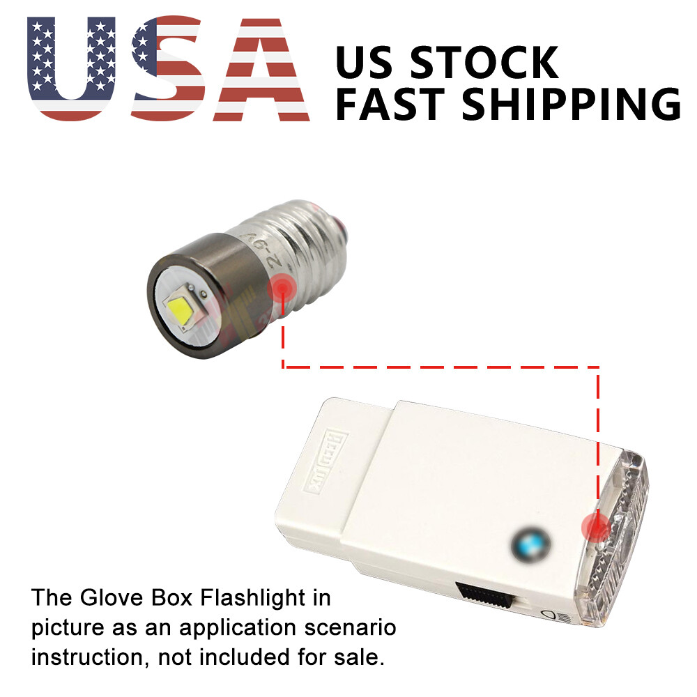 Upgrade BMW Glove Box Flashlight LED Bulb Non-Polarity E10 Screw Base