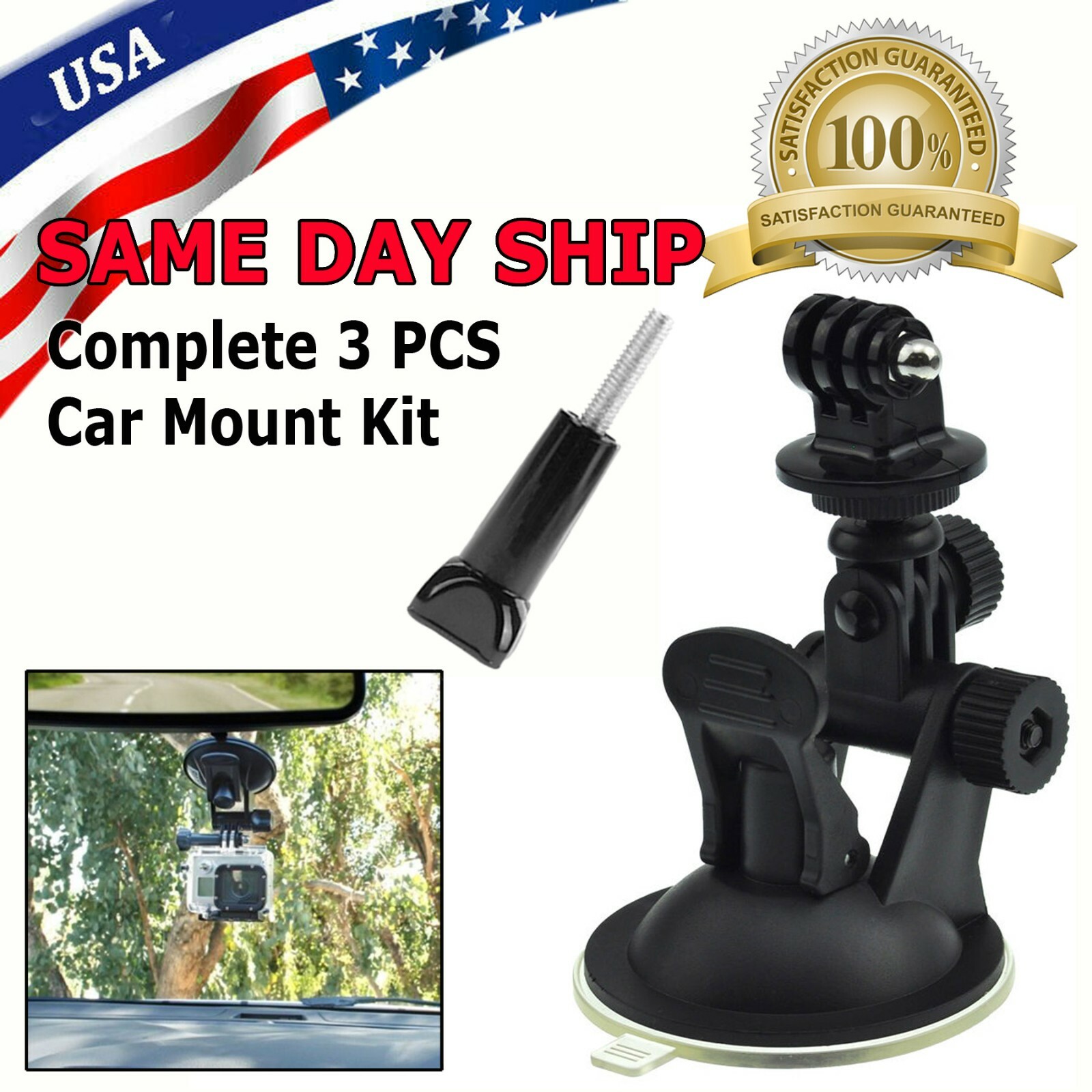 Car Window Windshield Glass Suction Cup Mount for GoPro Hero 6 5 4 3 2 Camera