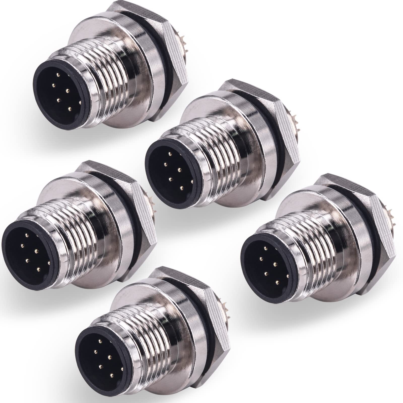 M12 Panel Type Male Socket Connector 8 Pin Aviation Panel Back Mount Wire Cable