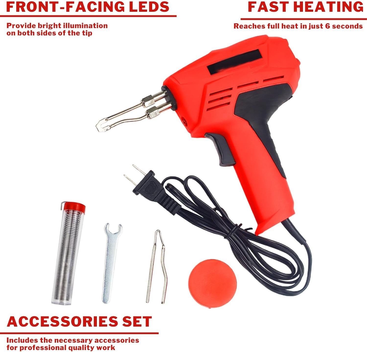 Kit de pistola de soldar de 100 W, calor instantáneo de 120 V CA con temperatura