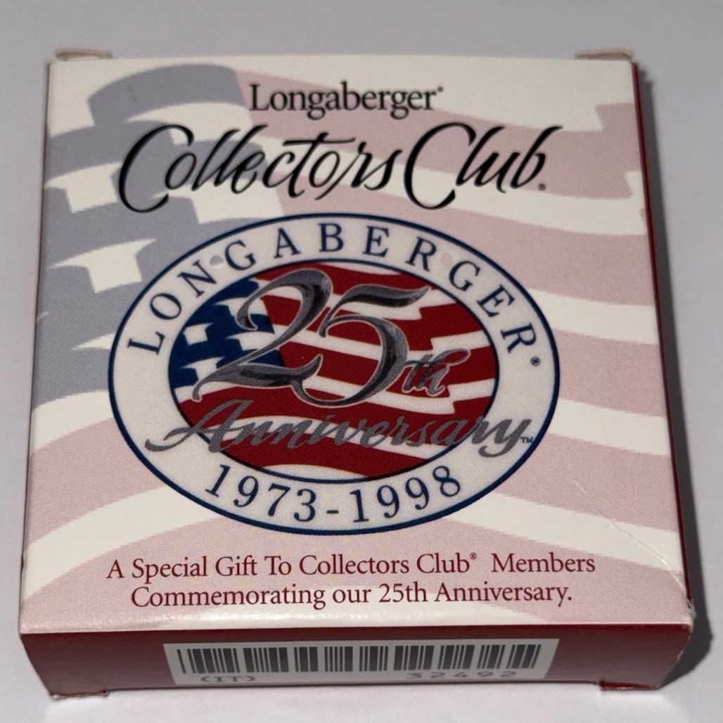 Longaberger Collectors Club 25th Anniversary 1973-1998 Basket Tie-On Accent