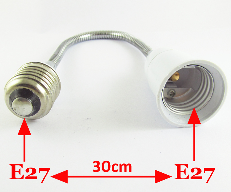 10x 30cm E27 to E27 Light Lamp Flexible Extension Adapter Converter Screw Socket