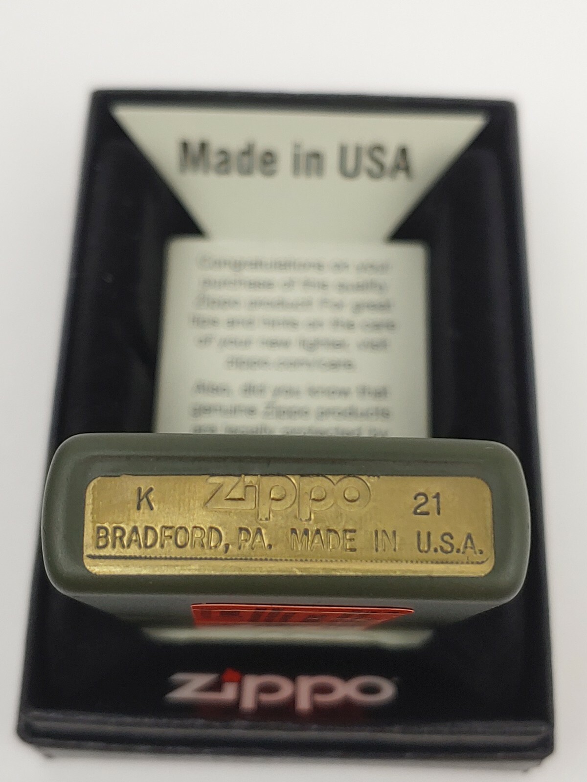 ZIPPO 221 AMMO CRATE Green Matte Lighter - NOV (K) 2021 - NEW/Never Fired!