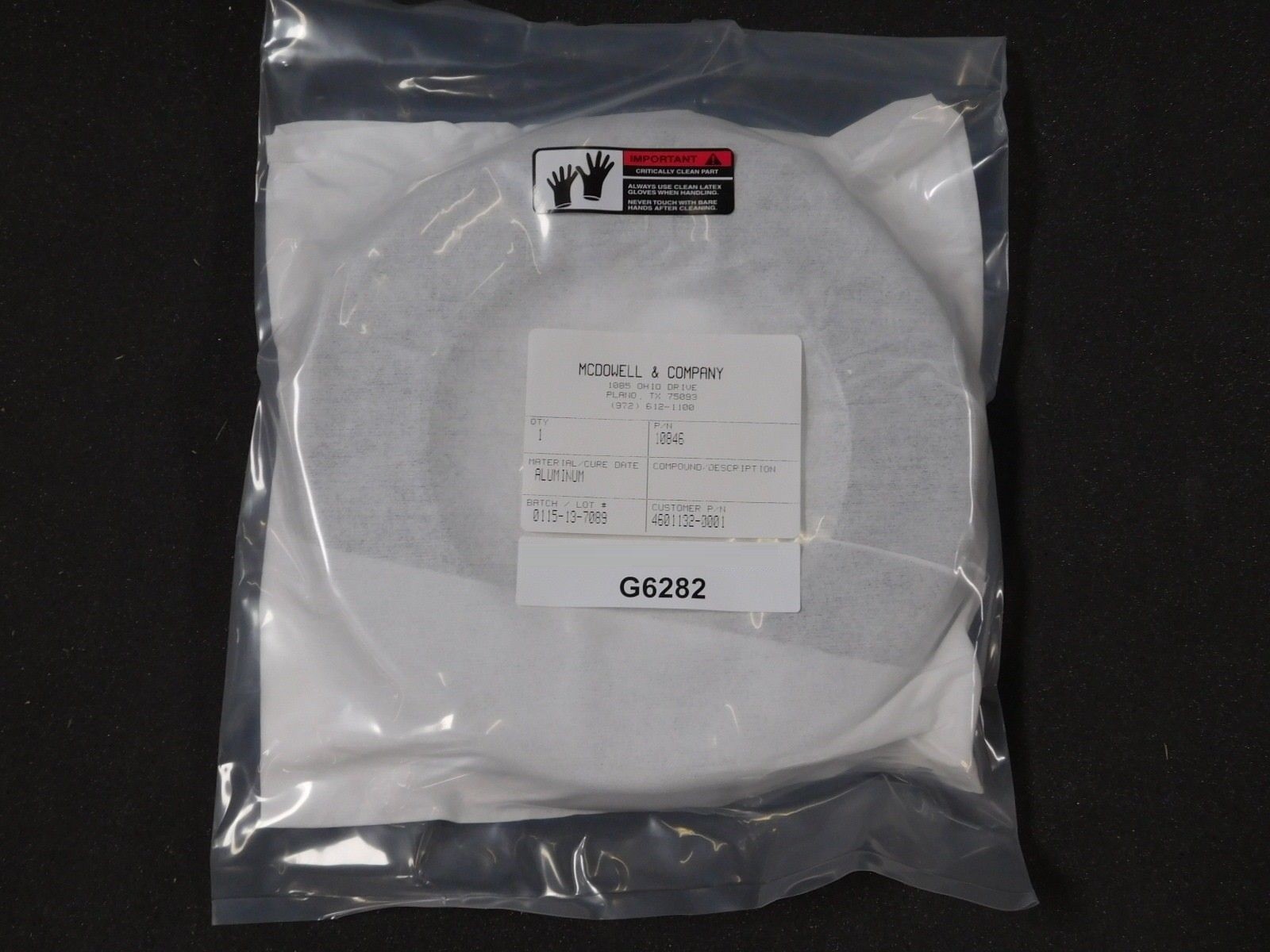MCDOWELL & COMPANY 10846 Aluminum Focus Ring 4601132-0001