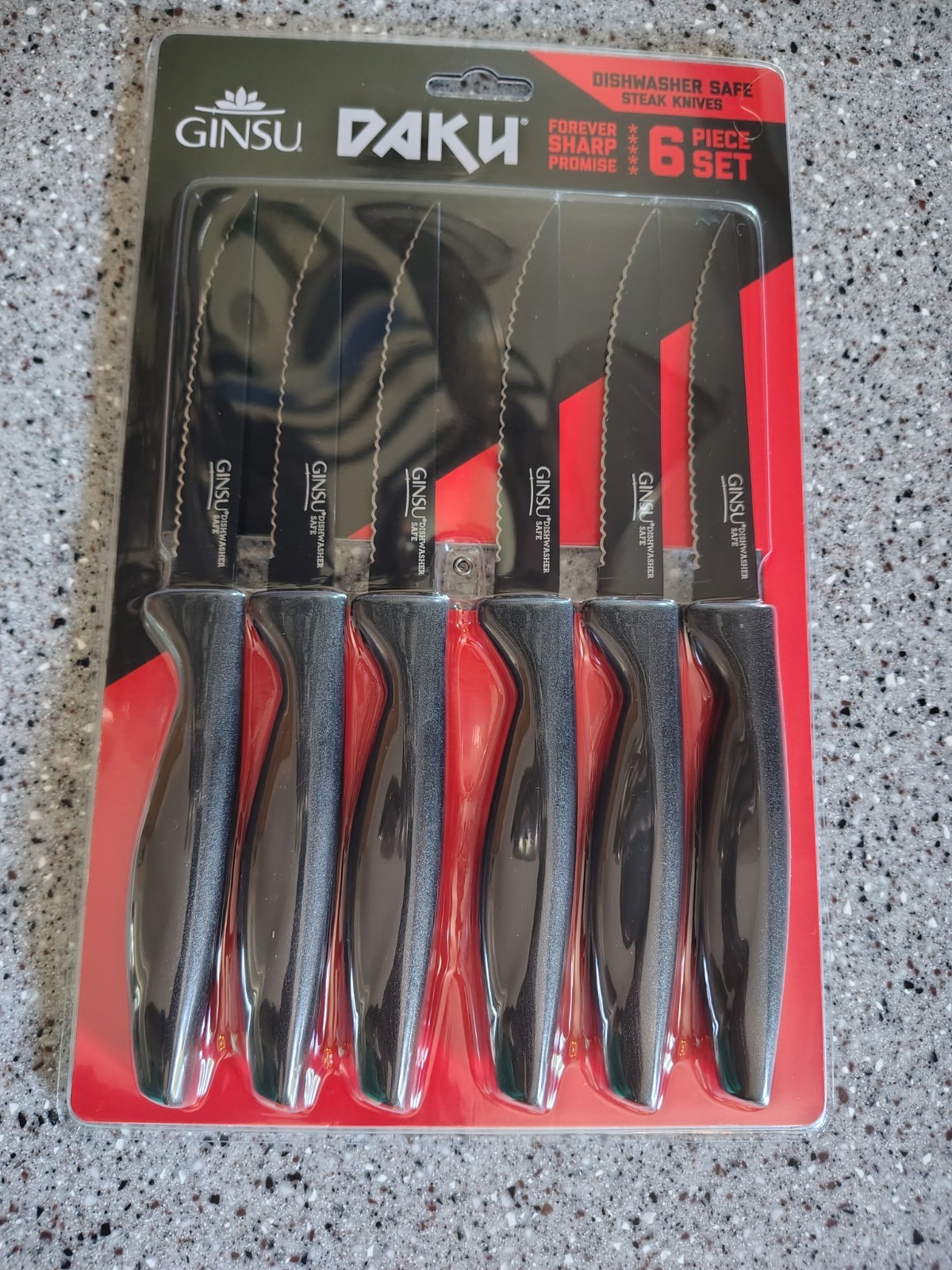 Ginsu Daku 6-Piece 4.5" Forever Sharp Double Serrated Steak Knife Set