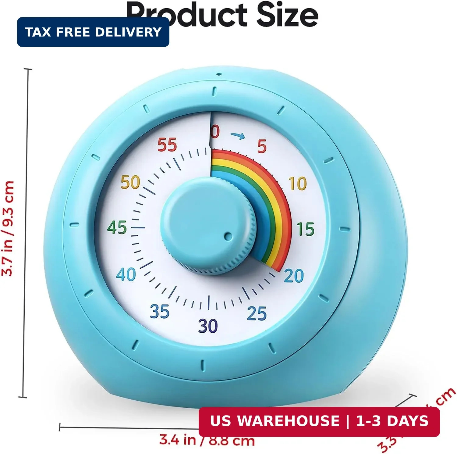 60 Minute Visual Timer for Kids, Rainbow Silent Countdown Clock | Time Managemen