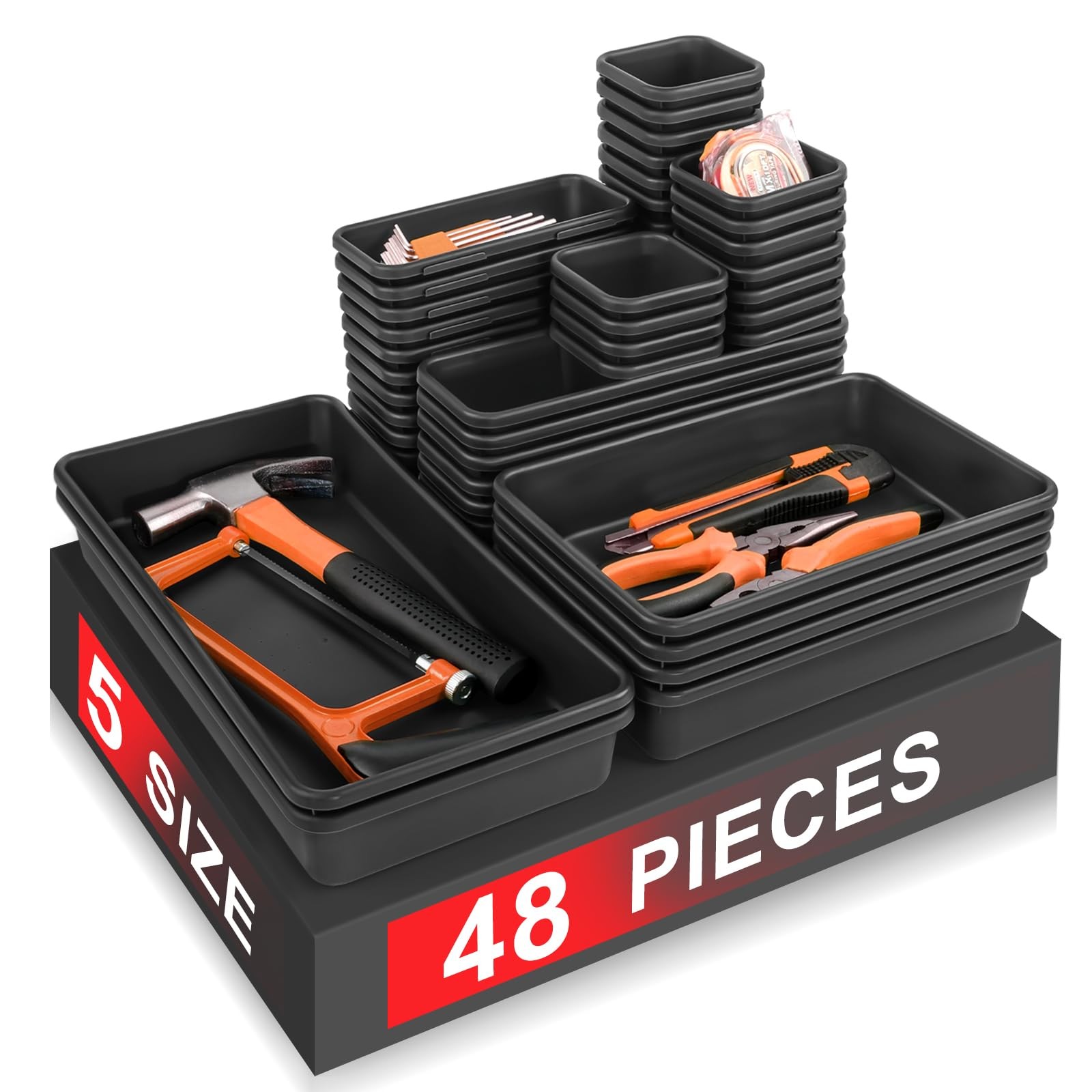 【48Pcs】【5 Size】Tool Box Organizer, Drawer Tool Organizer Tray Divider Set, Ga...