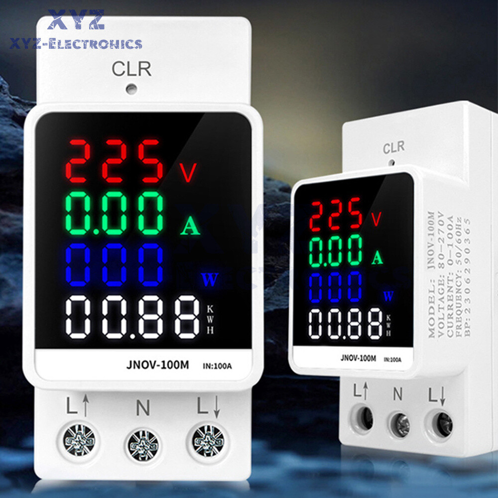 4IN1 Din Rail AC110V 220V 100A Voltage Current KWH Electric Energy Monitor Meter