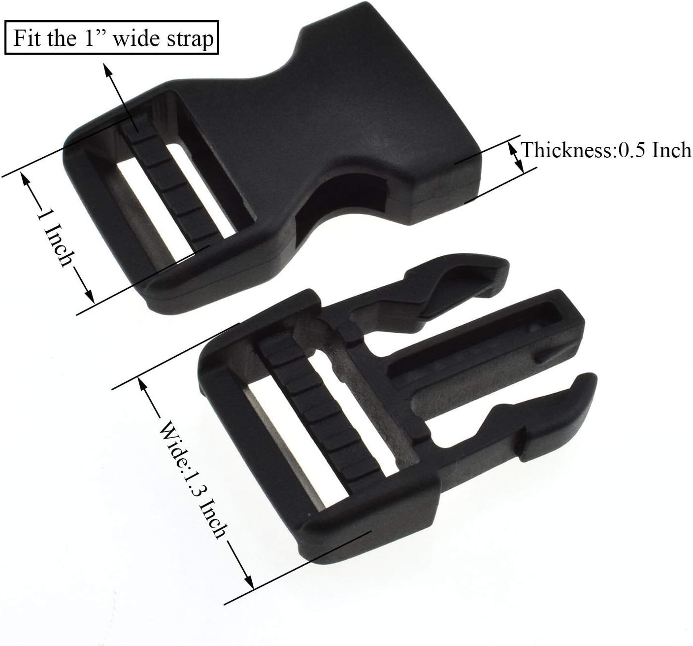 6 Set for Nylon Webbing Strap 1" Quick Side Release Plastic Buckles Clip Buckles