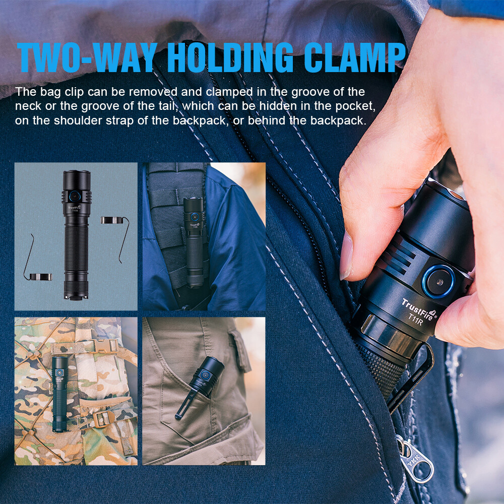 Trustfire T11R Tactical EDC Flashlight Type-c Rechargeable Torch 1800Lumen US