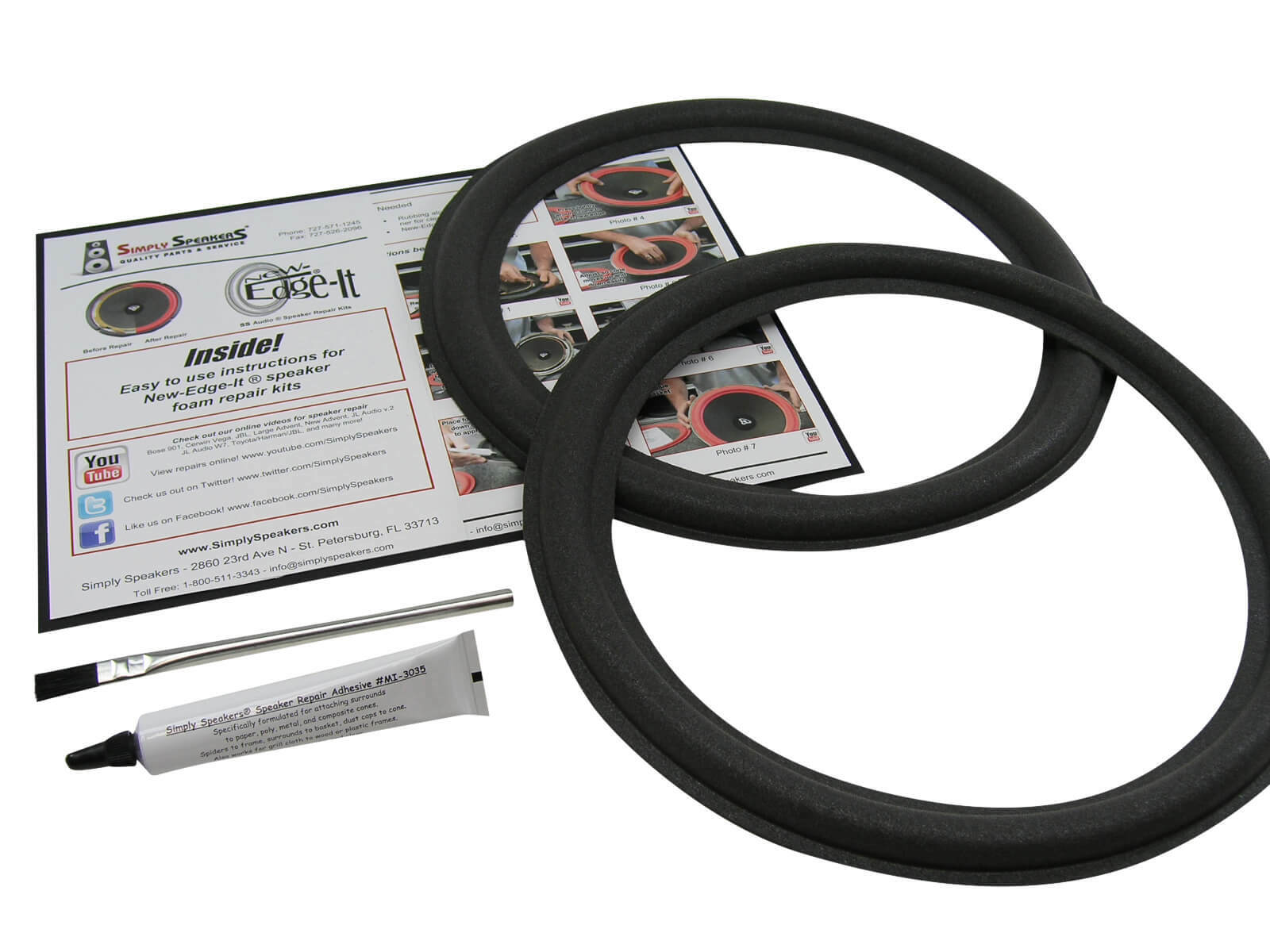 Kewood JL751 Speaker Foam Repair Kit Kit OD: 11.125" Cone: 9.25" FSK-12AK (PAIR)