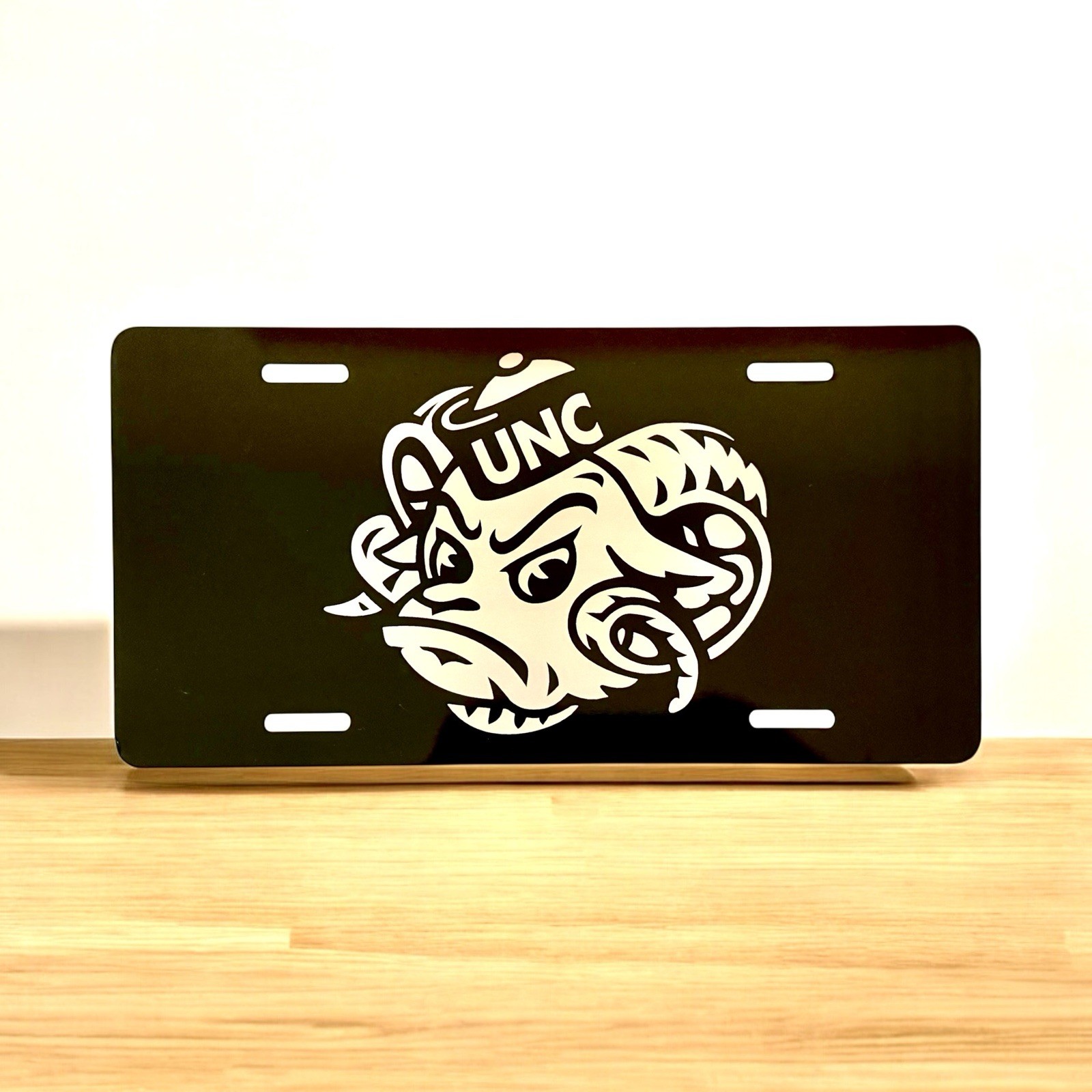UNC Tar Heels Fan Laser Engraved License Plate Black Metal Car Tag Aluminum