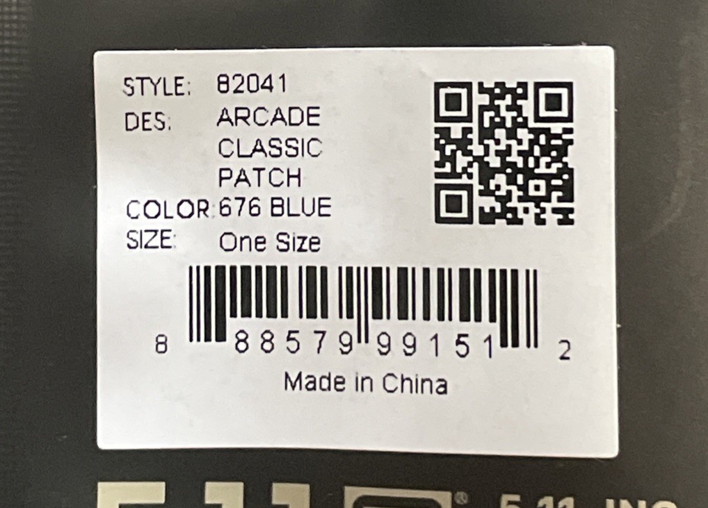 *NEW* 5.11 TACTICAL ARCADE CLASSIC PATCH HOOK BACKING
