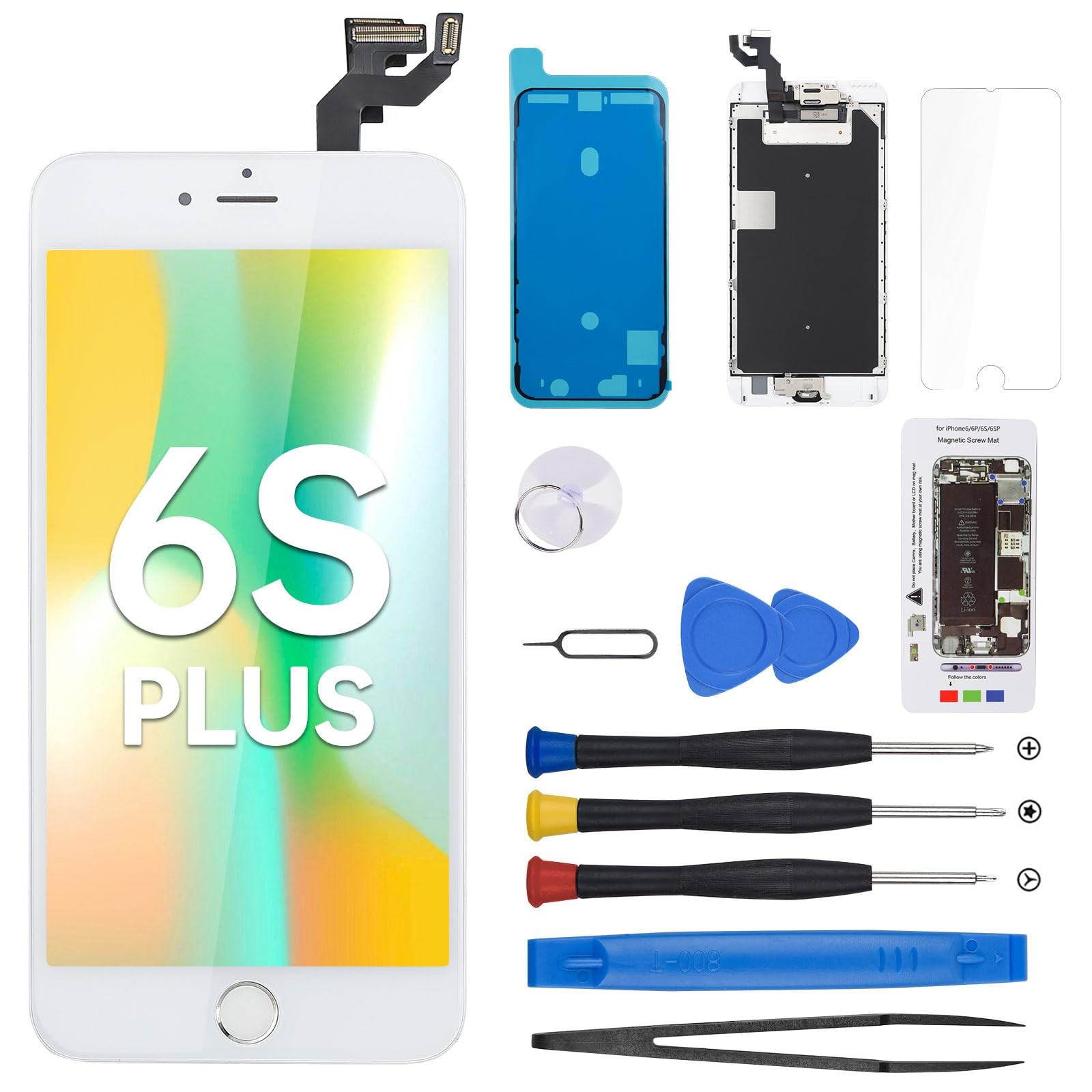 CYKJGS For iPhone 6S Plus Screen Replacement Home Button 5.5" White