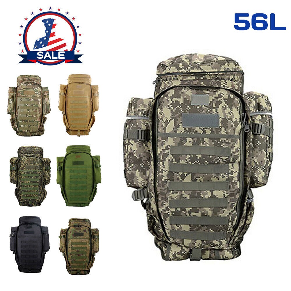 56L Tactical Assault Backpack Molle Military Hunting Pack with Rifle Compartment