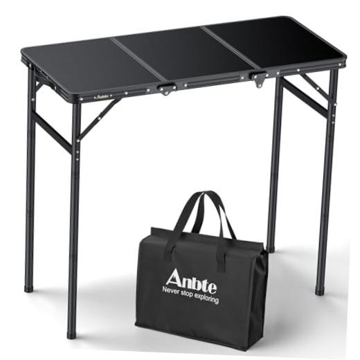 3ft Tri-fold Camping Table Max 29.5", 3 Adjustable 35.4“L x 16"W x 29.5H"