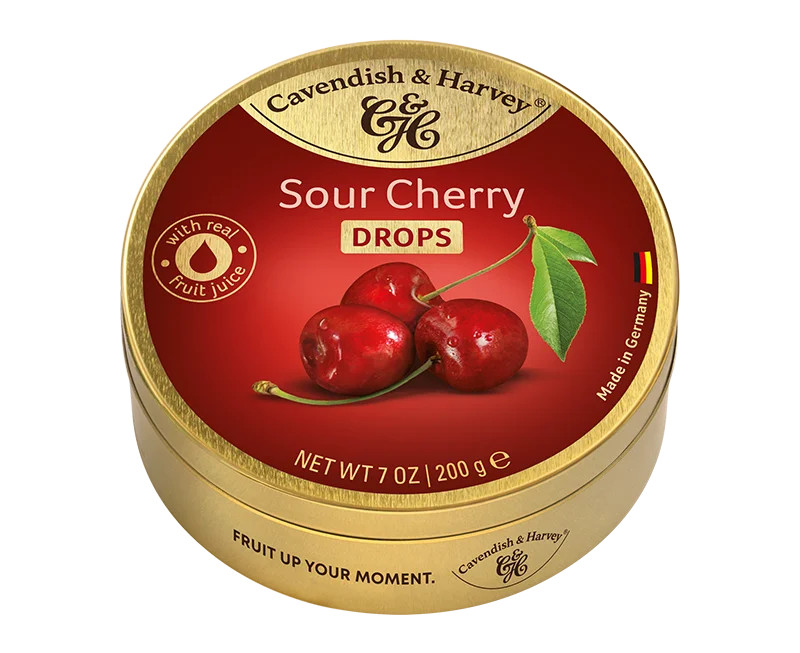 Cavendish & Harvey Sour Cherry Fruit Drops In Tin 200g