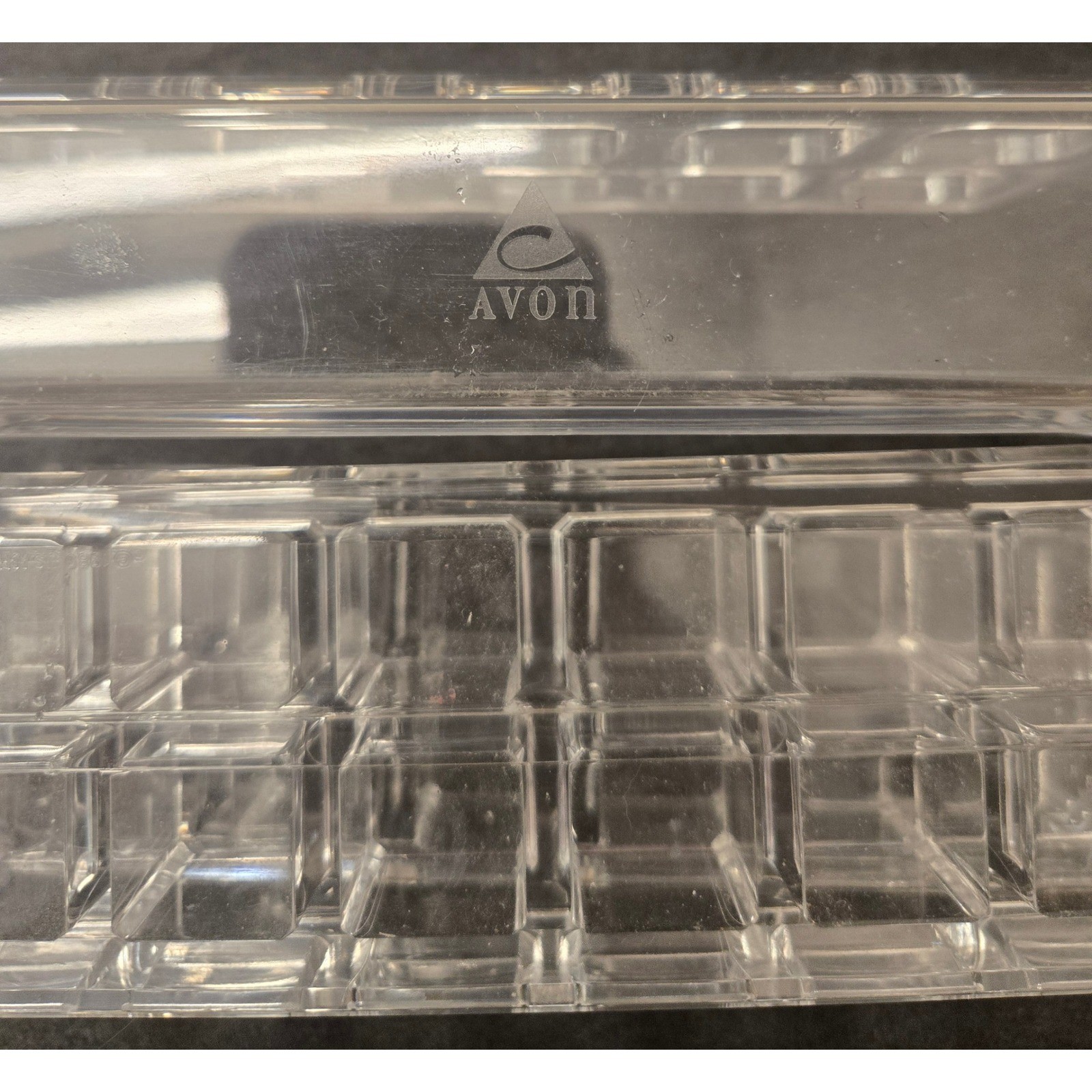 Vintage Avon Acrylic Lipstick Organizer 28 Slot Clear Makeup Holder Tray
