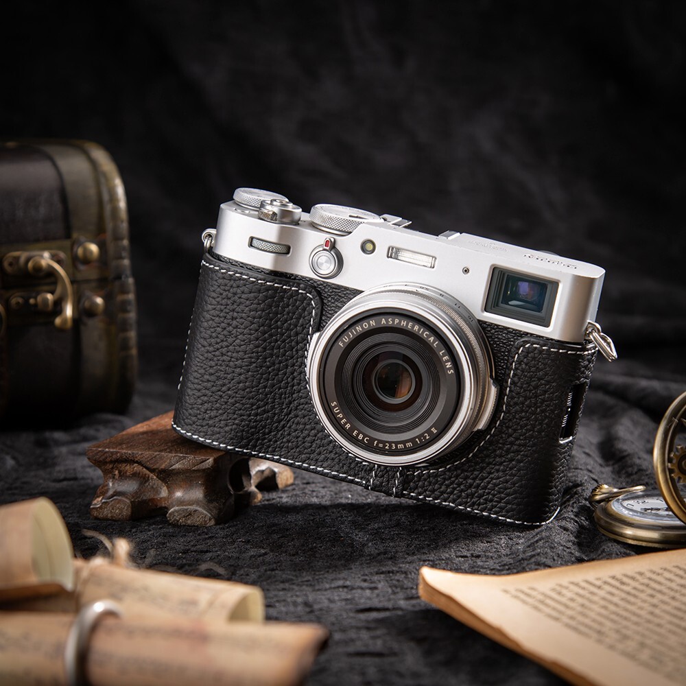 For Fujifilm X100V NEW Handmade Genuine Leather Half Camera Case Bag Cover