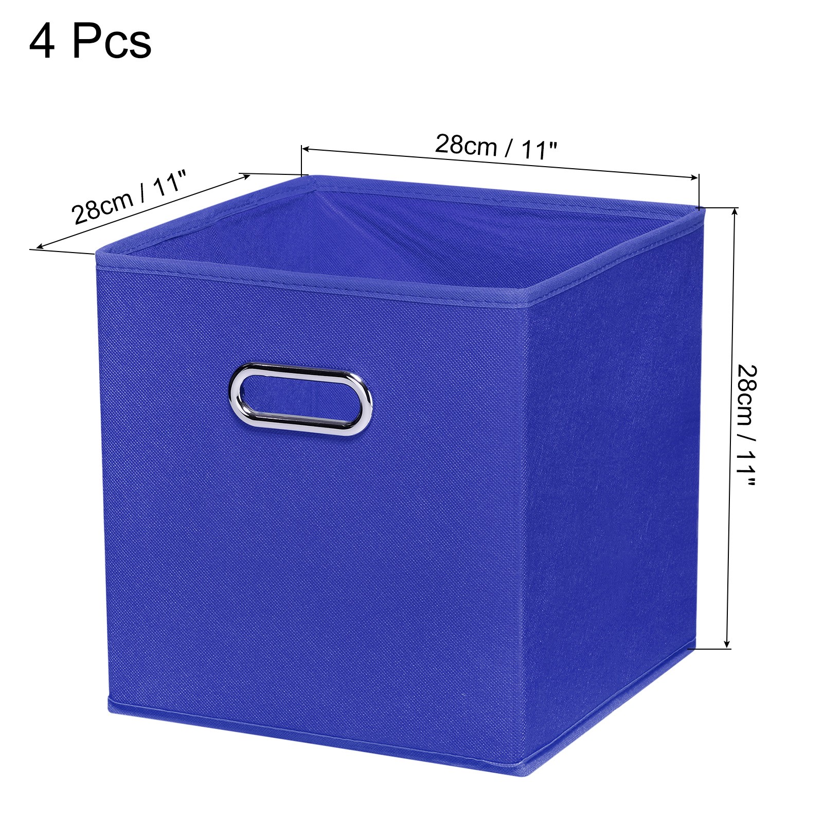 4Pcs 11"x11"x11" Foldable Storage Cube Bins Storage Organizer Bins Dark Blue
