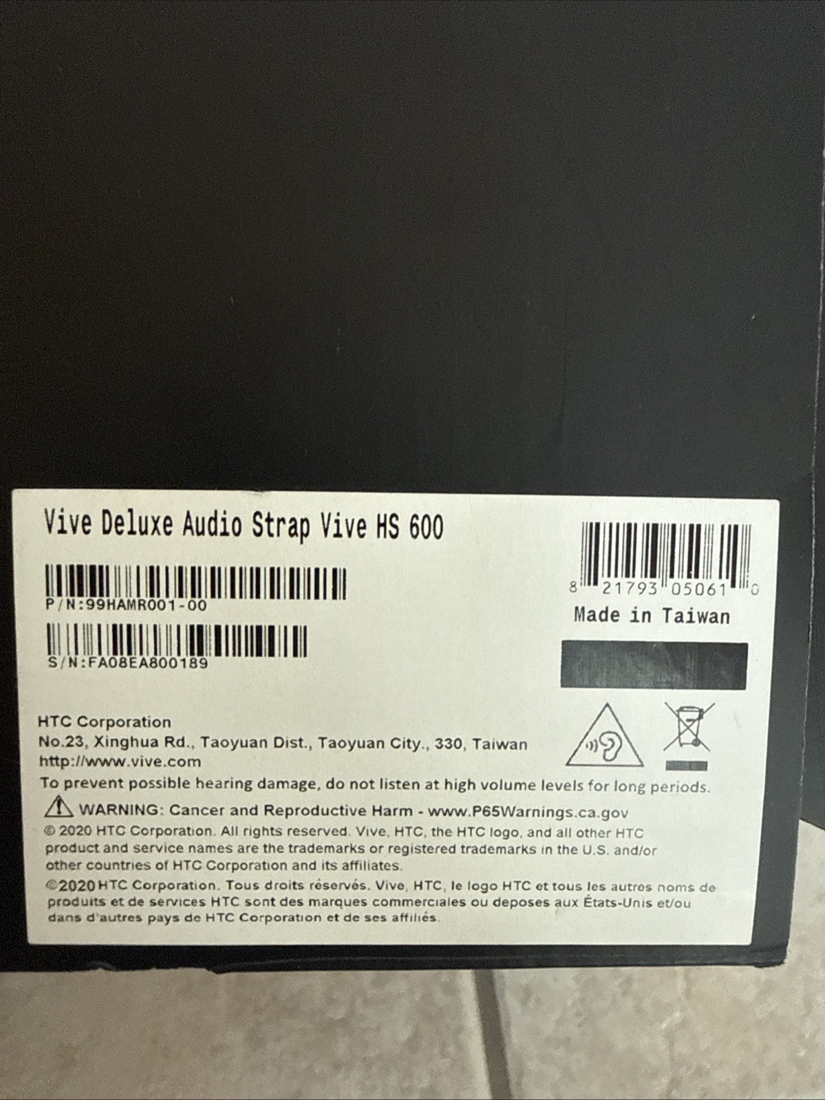 HTC Vive Deluxe Audio Strap HS600 (99HAMR001-00) Black
