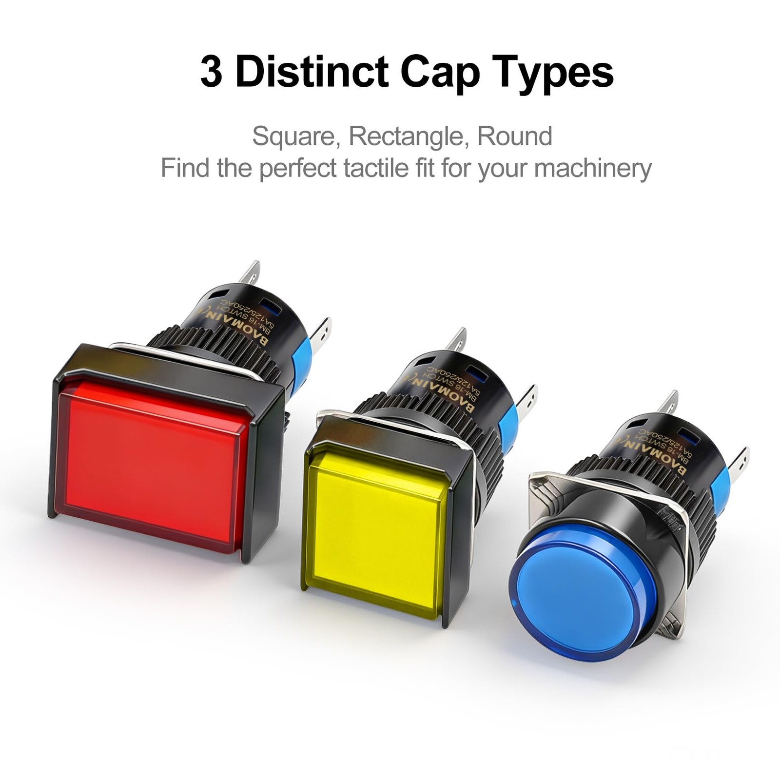 5-Pack 16mm (5/8") 24V DC Momentary Push Button Switch with LED,5-Colors (Red...