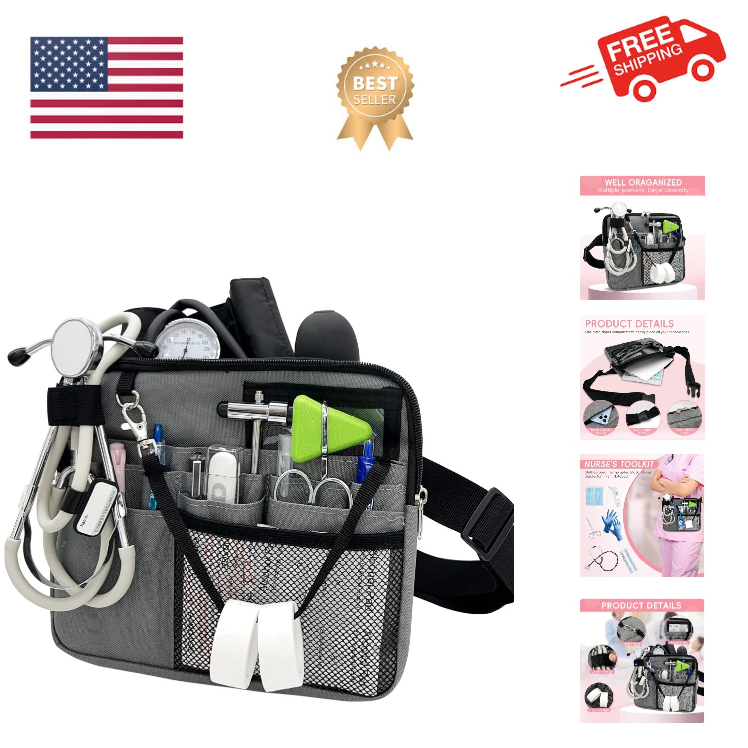 Nurse Fanny Pack with Medical Gear Pockets - Durable Nurse Waist Pouch with T...