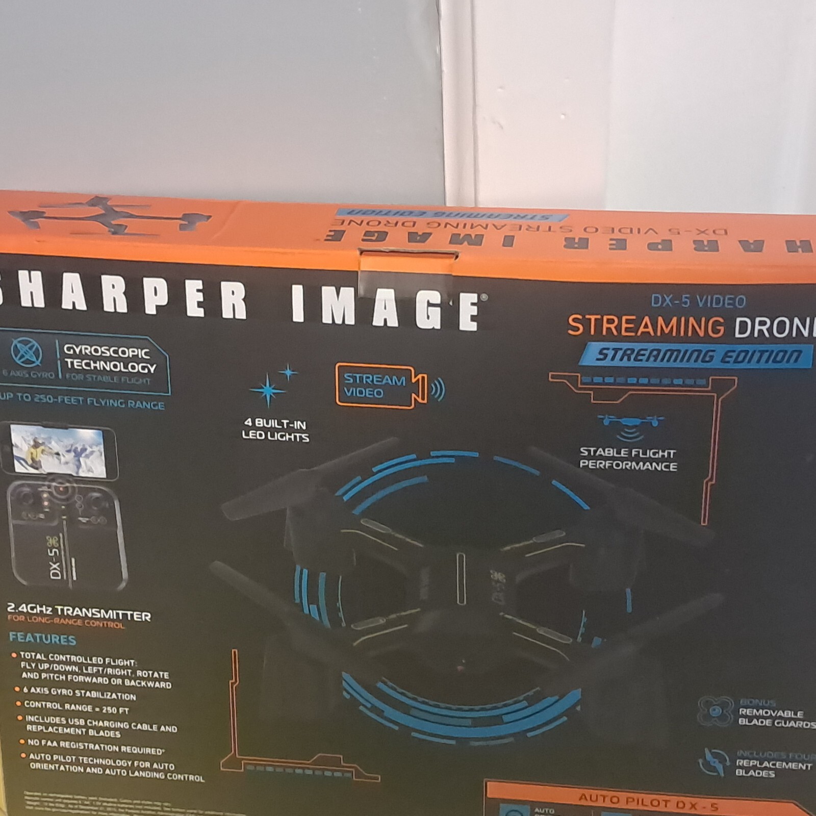 Drone. Sharper Image. With Box, Instructions, Batteries, Extra Propellers
