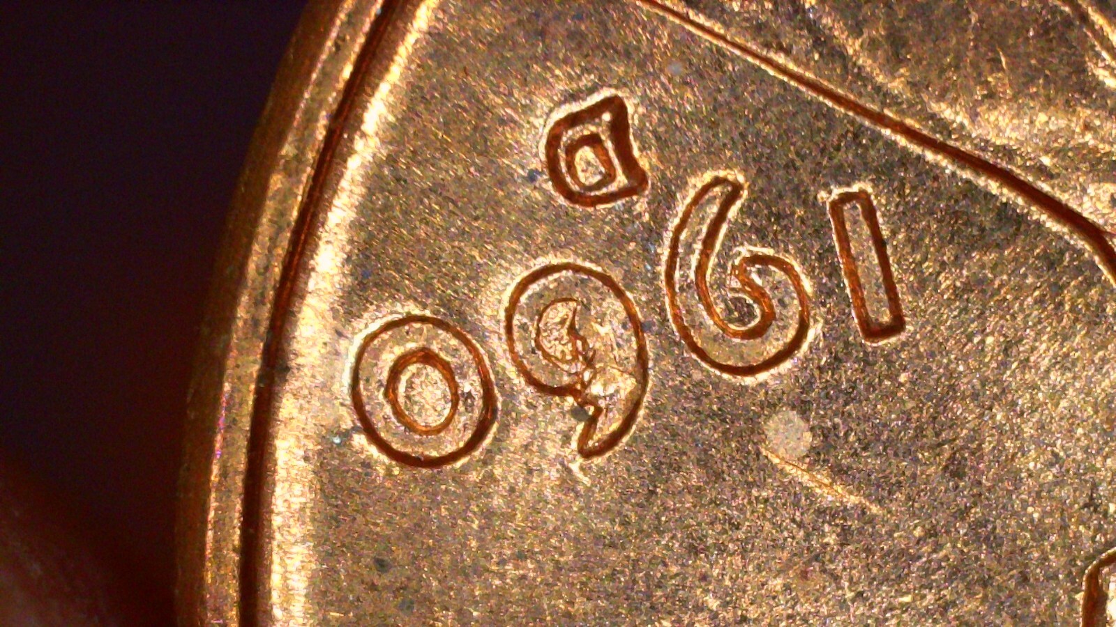 1960-D Penny Die Chip Obverse On Date