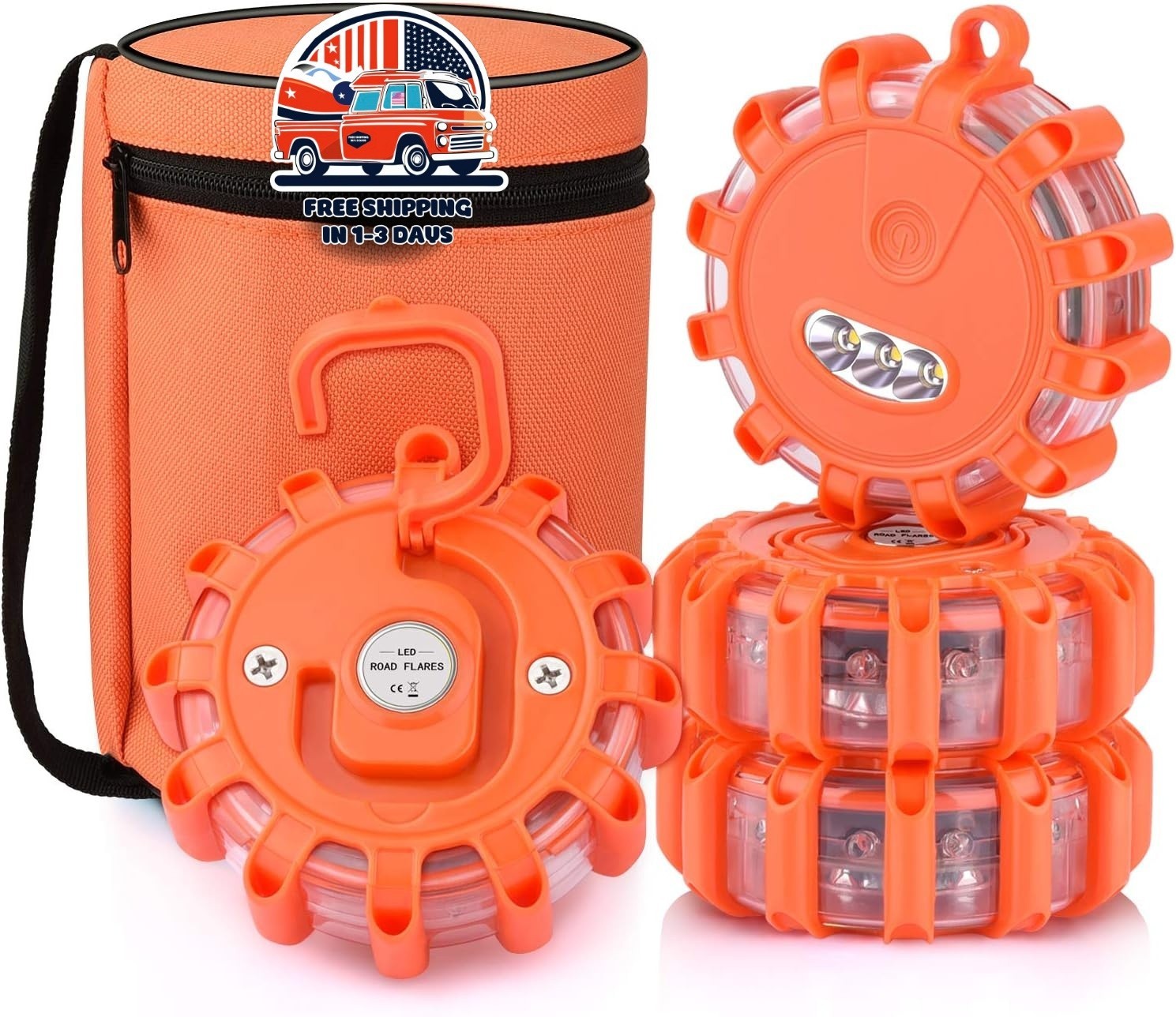 Paquete De 4 Bengalas LED Para Carretera, Luz De Advertencia Intermitente De Seg
