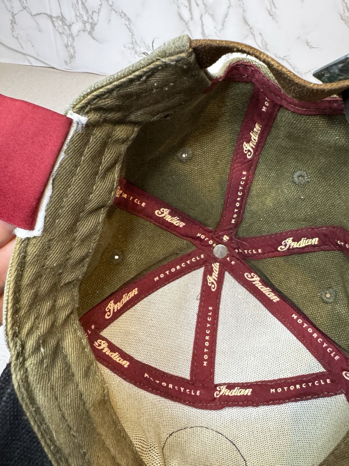 Indian Motorcycle 1901 Flatbill Waxed Cotton Hat Leather Strap Adustable