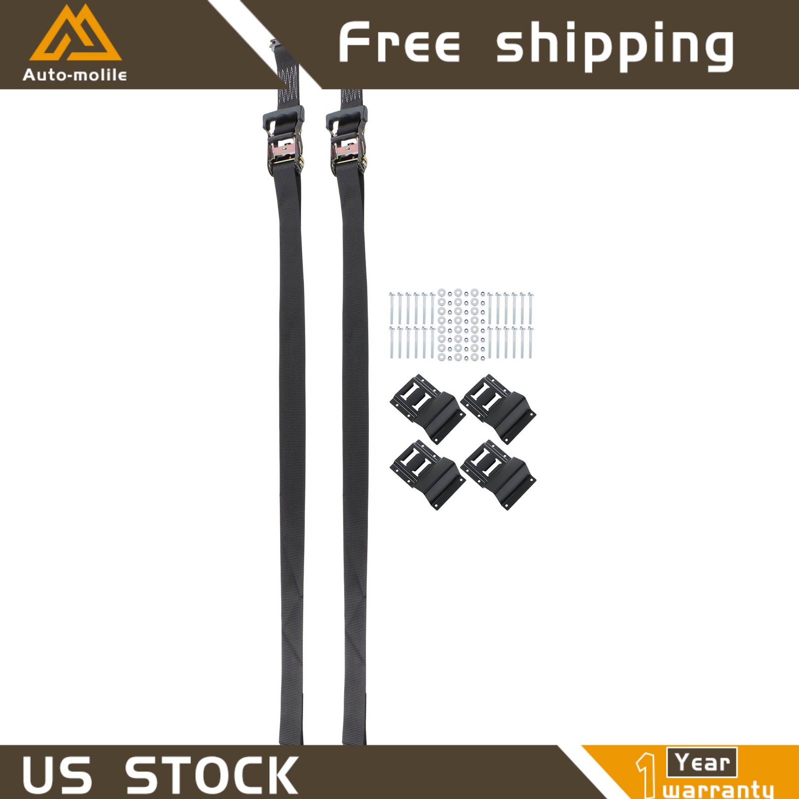 Heavy Loads E Track System With Wheel Chock Black Ratchet Tie Down Straps New