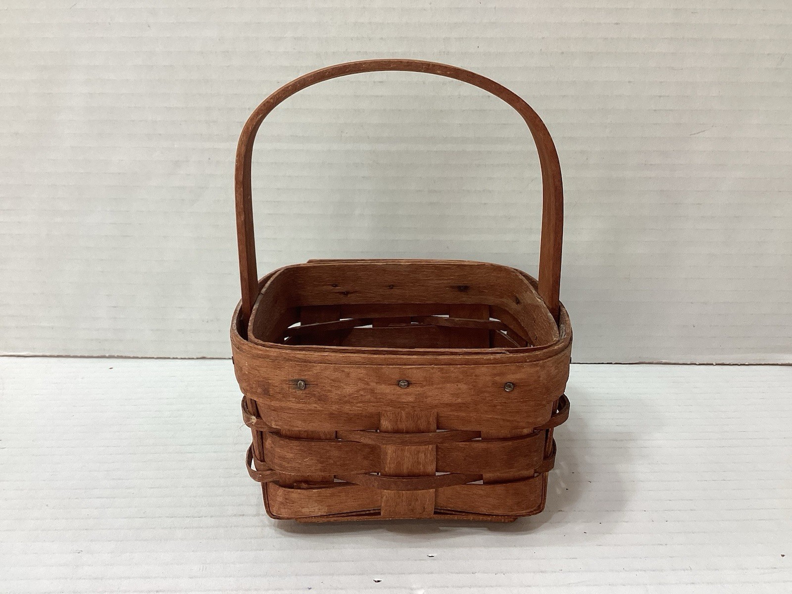 Vintage Longaberger Preowned 1991 Small Square Single Handle Basket