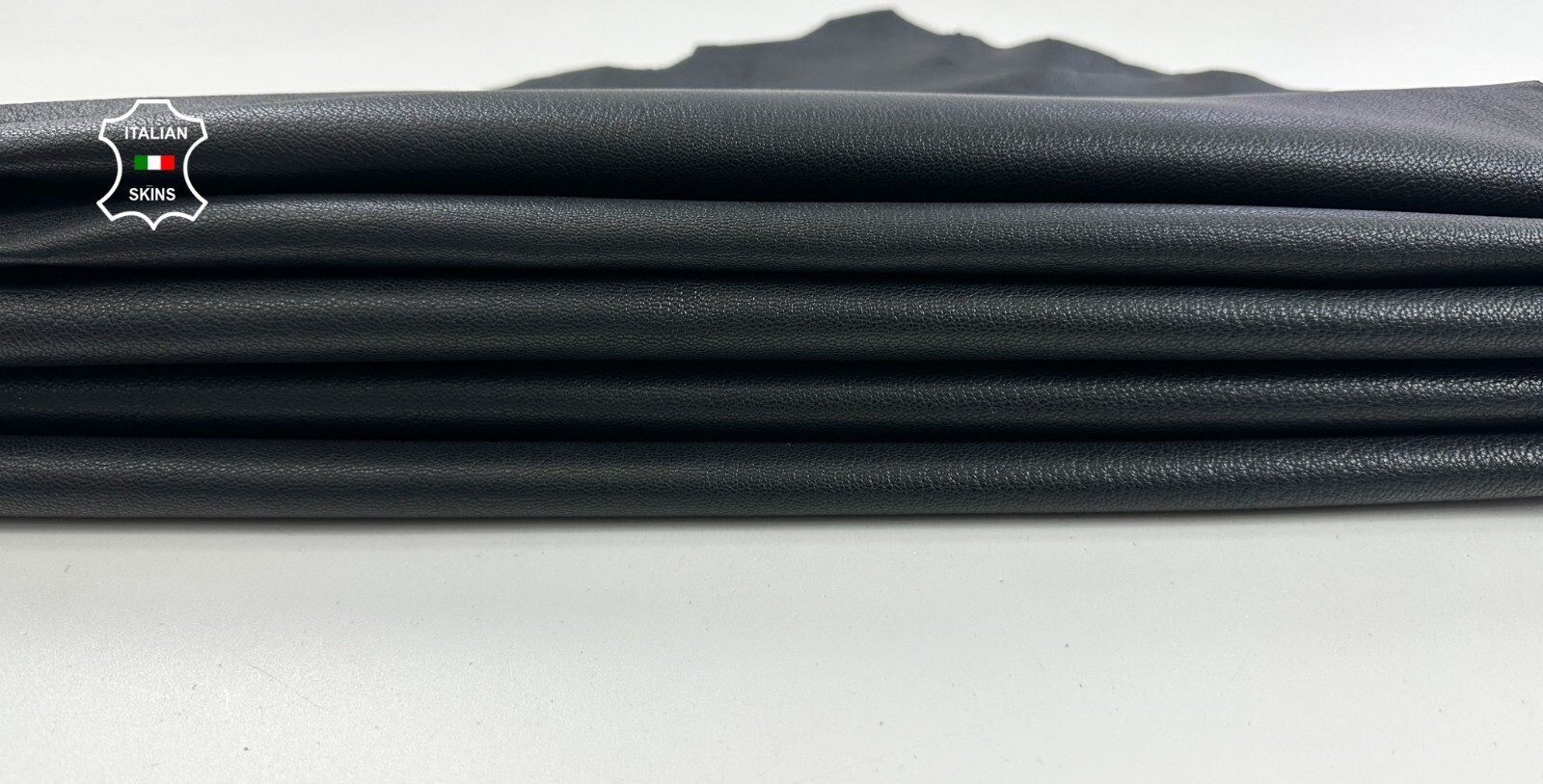 JET BLACK ROUGH Italian Goatskin Goat leather 2 skins total 13sqf 1.1mm #C3591