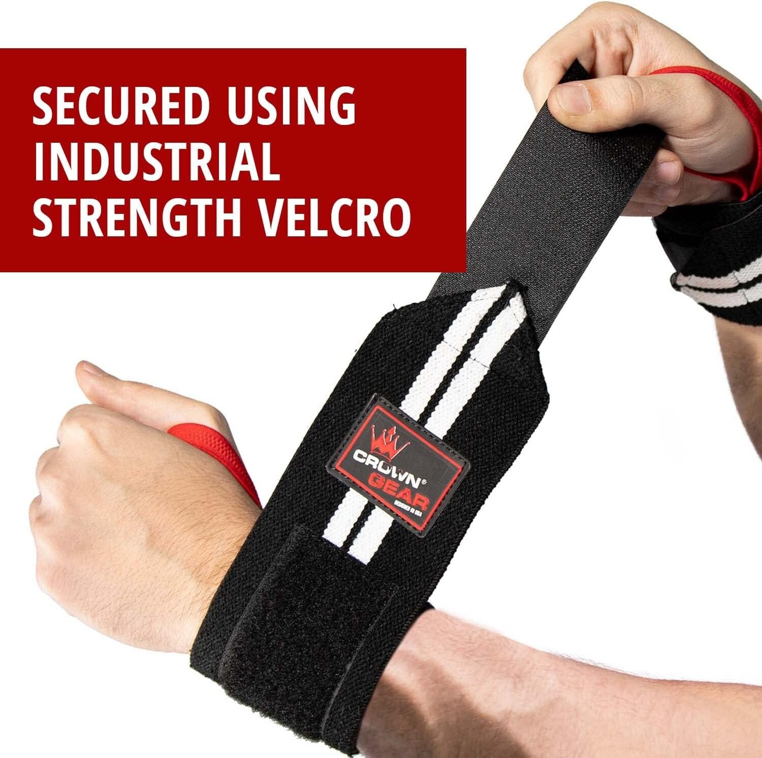 Crown Gear Weight Lifting Wrist Support Wraps with Thumb Loop