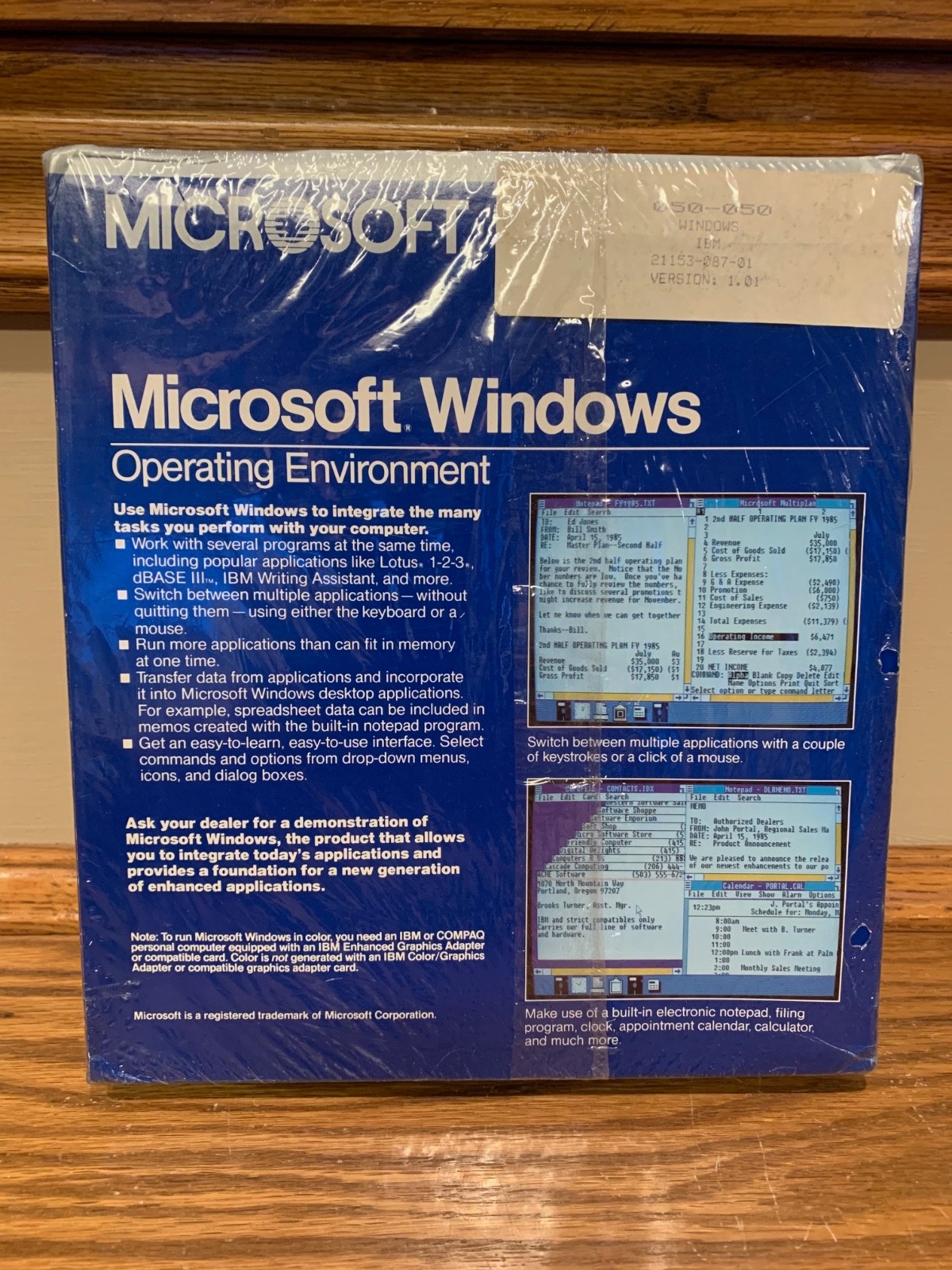 NEW SEALED Microsoft Windows Version 1.01 Operating Environment Part No 050-050
