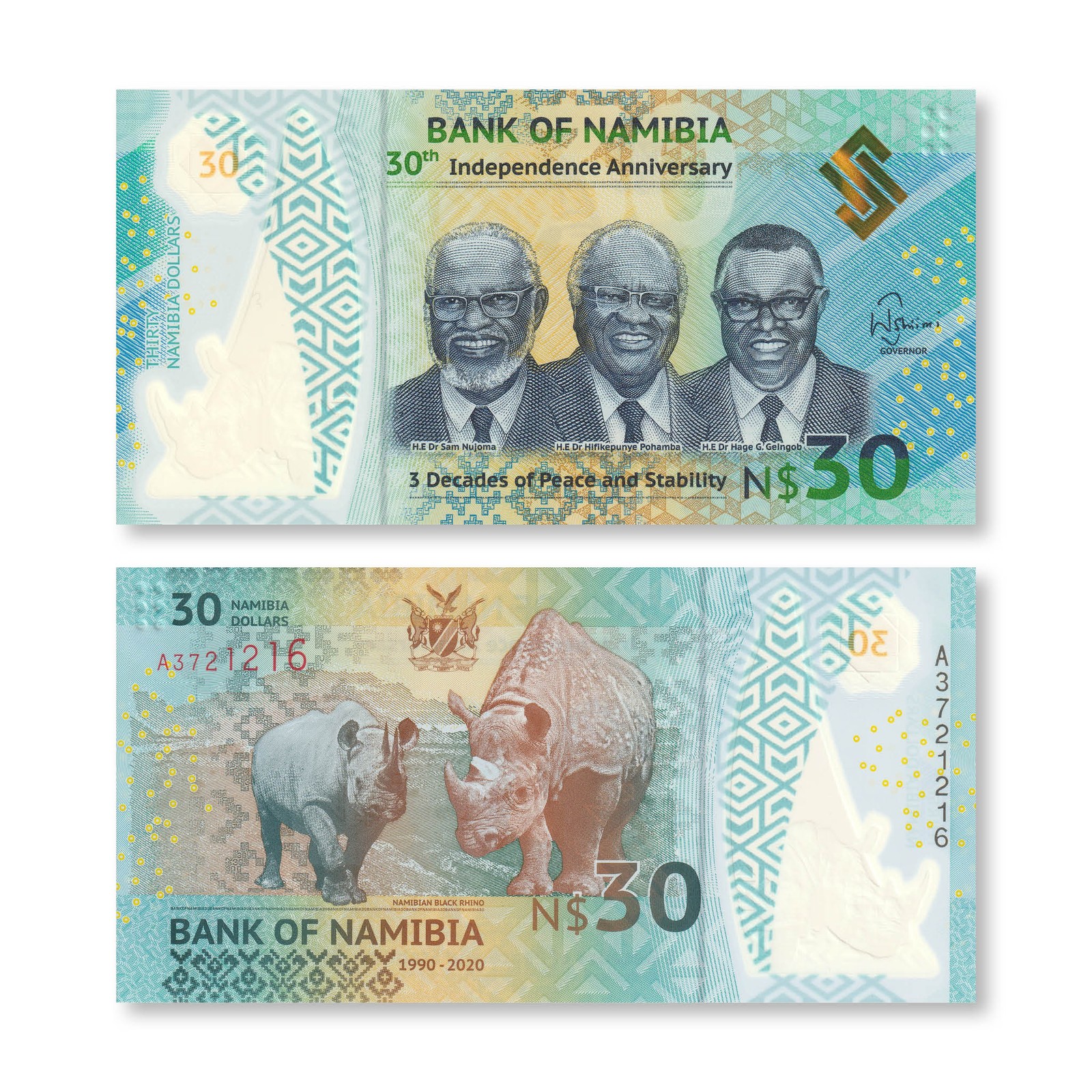 Namibia 30 Dollars, 2020 Commemorative, B218a, UNC