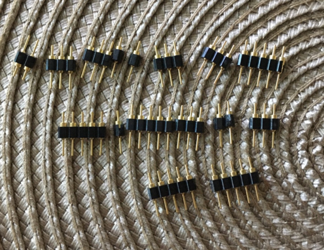 2.54 mm pitch row male to male gold round pins 50 pack